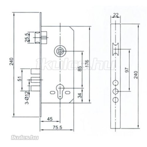 JYB 6005R-3R 45/85 rudas cilinderes bevésőzár