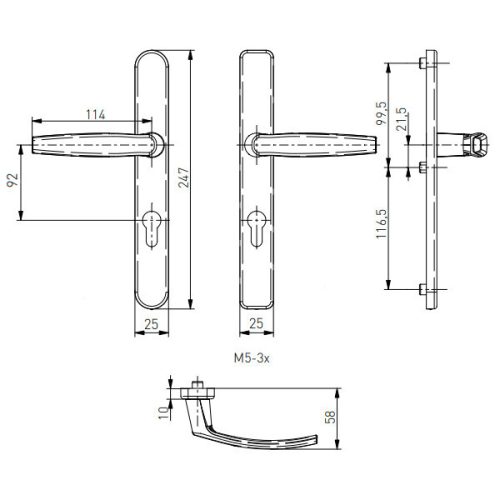 Victory II ajtókilincs 25/92/3 Silver keskeny