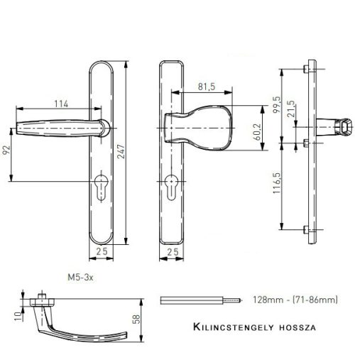 Victory II gombos ajtókilincs 25/92/3 Fekete keskeny