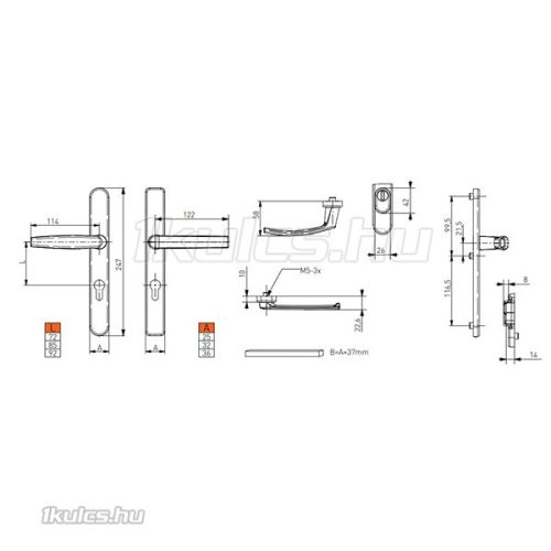Victory II lapított ajtókilincs 32/92/3 antracit