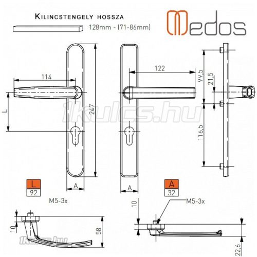 Victory II lapított ajtókilincs 32/92/3 fehér