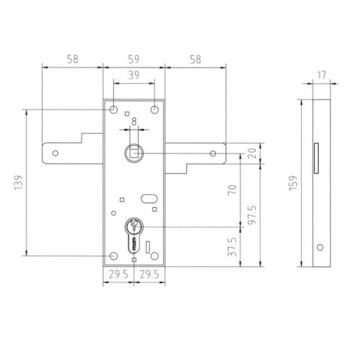 MCM 1511/MH kilincsm.garázszár+cil.visz