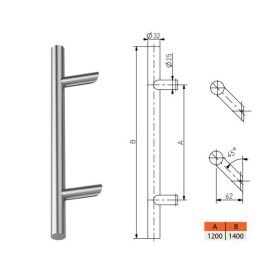 Ajtófogantyú 1200/1400/45 (egyoldalas, szerelék nélkül)