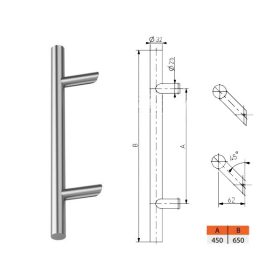 Ajtófogantyú 450/650/45 (egyoldalas, szerelék nélkül)