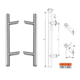 Ajtófogantyú 600/800/45 (kétoldali szerelékkel)