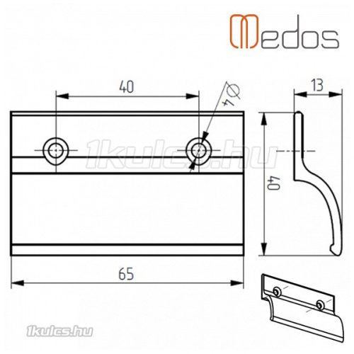 Erkélyajtó fogantyú alu barna határoló nélkül