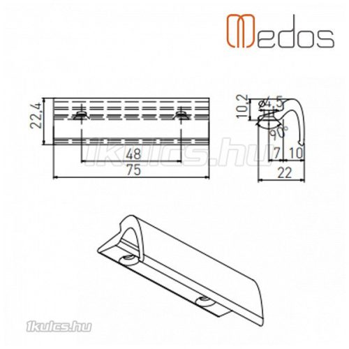 Erkélyajtó fogantyú keskeny alu bronz