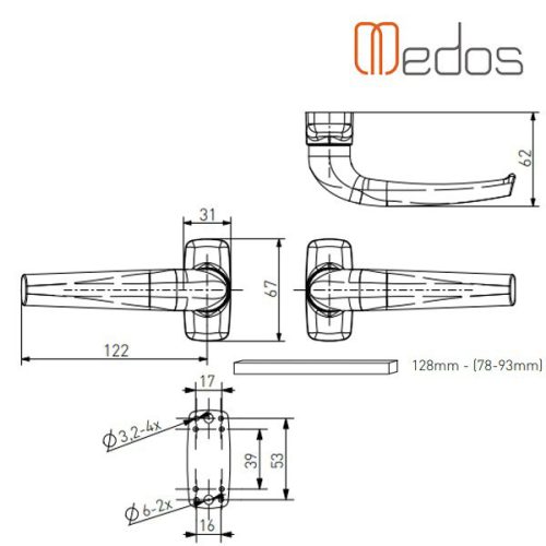 Merkury alu ajtókilincs kilincs-kilincses garnitúra matt fekete