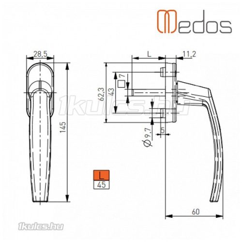 Victory fém ablakkilincs bronz L45