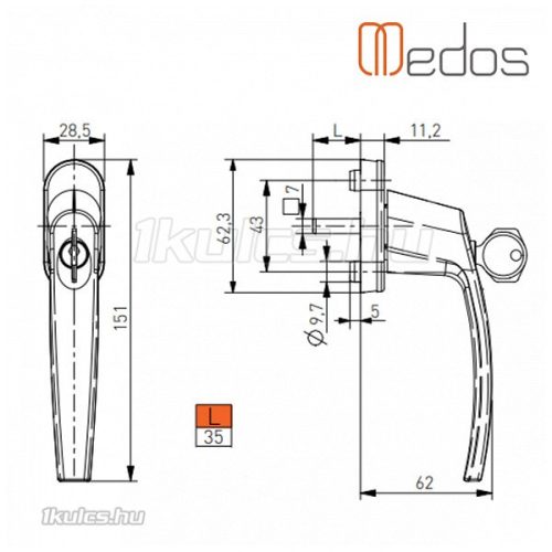 Victory kulcsos ablakkilincs fehér L35