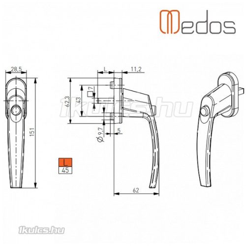 Victory gombos ablakkilincs fehér L45