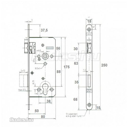 GEGE (Dormakaba) ERGO 50/88 cilinderes bevésőzár
