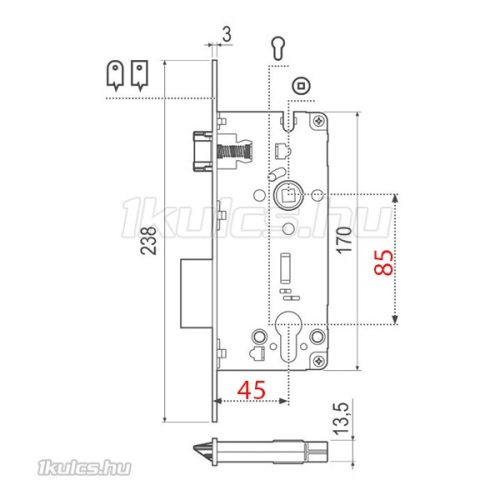 AGB 45/85 cilinderes bevésőzár