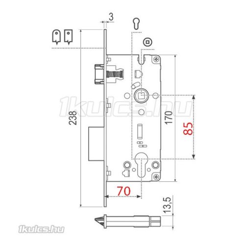 AGB 70/85 cilinderes bevésőzár
