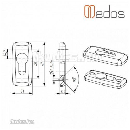 Merkury négyzet ajtórozetta Silver