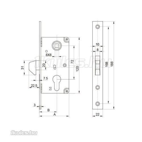 ANBO tolóajtózár 30/72 váltós