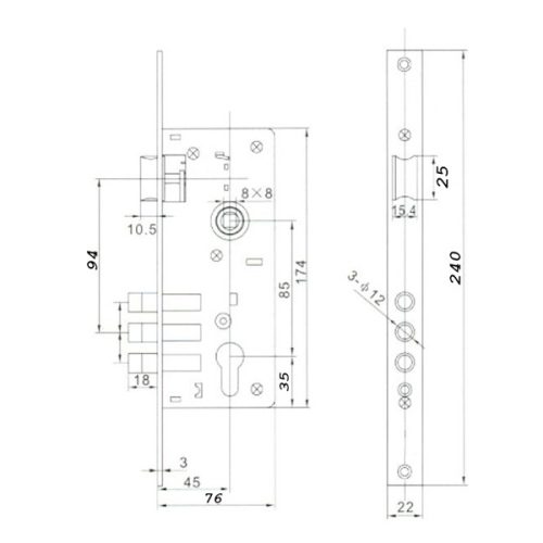 ANBO 9145 rudas bevésőzár 45/85