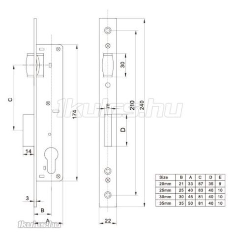 Anbo SR500-35/85 görgős portálzár cilinderrel 5cm