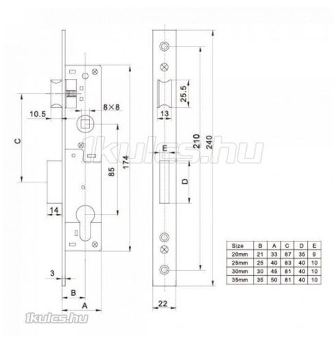 Anbo SL500-25/85 váltós portálzár cilinderrel 4cm