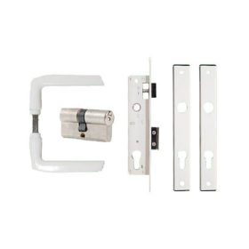   Anbo portálzár garnitúra 4cm váltós + hengerzárbetét + kilincsgarnitúra fehér