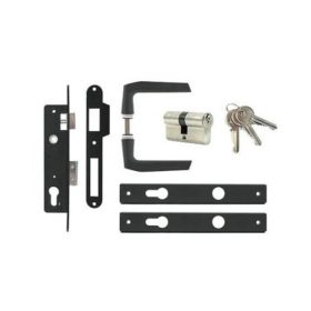   Anbo portálzár garnitúra 4cm váltós + hengerzárbetét + kilincsgarnitúra antracit