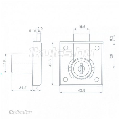 Anbo rászegzős cilinderes bútorzár króm 25mm 2K