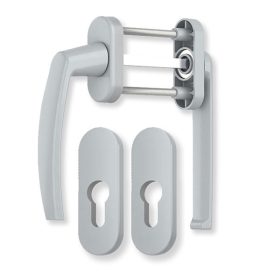 Victory lapított balkon átmenő kilincs rozettával silver