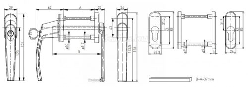 Victory lapított balkon átmenő kilincs rozettával silver