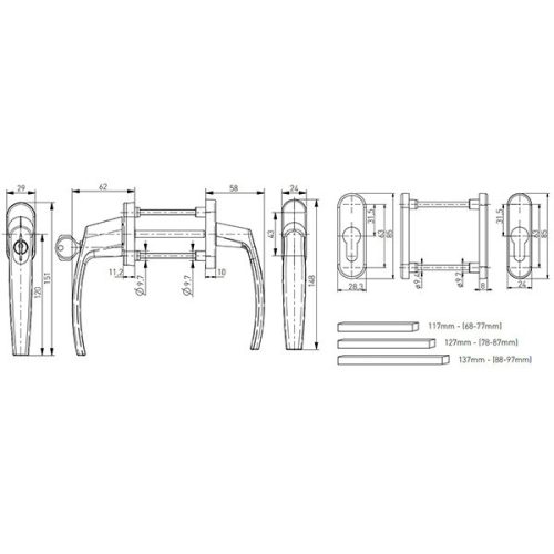 Victory kulcsos balkon átmenő kilincs rozettával barna