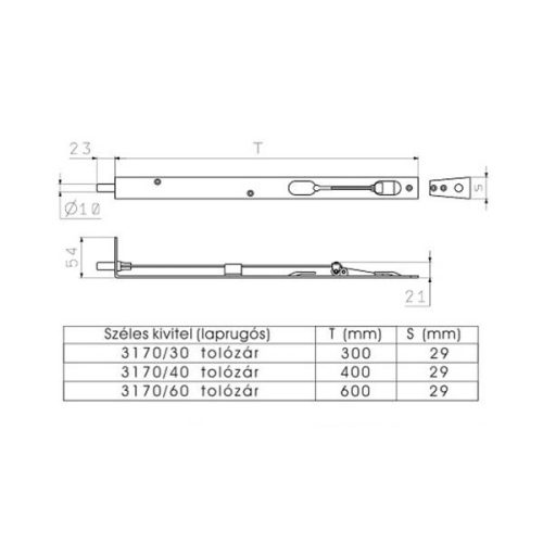 Duplaajtó biztonsági tolózár fához 3170/30