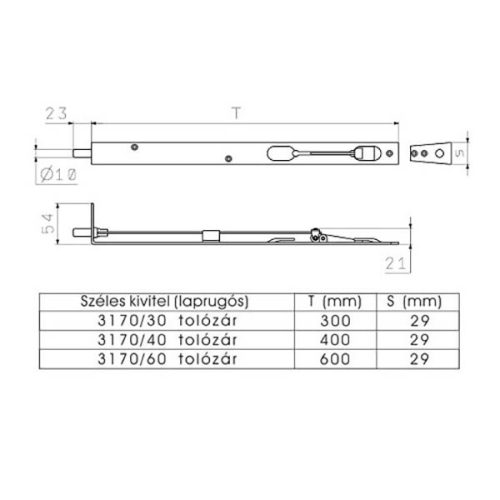Duplaajtó biztonsági tolózár fához 3170/40