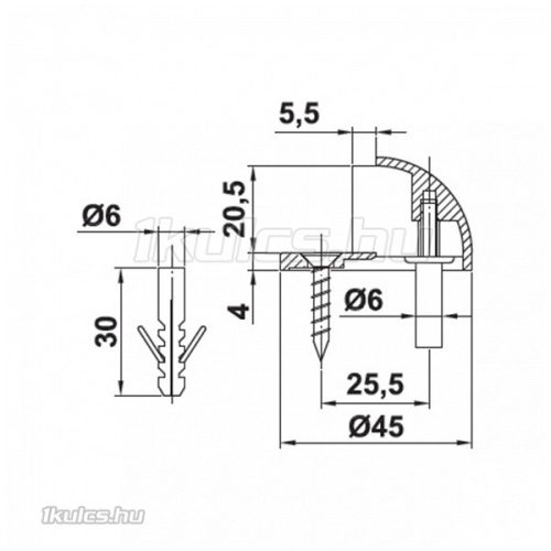 Ajtóütköző félgömb AMIG mod100 króm 4671