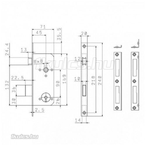 Földes 8710 45/90 Dose kulcsos bevésőzár