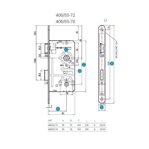 Titan 406 BAD 55 DIN zár toalett 55/78 HK