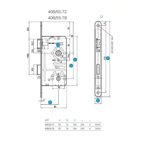 Titan 406 BAD 55 DIN zár toalett 55/72 HK