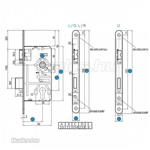 Titan 411 PZ 55 DIN zár cilinderes 55/72 HK