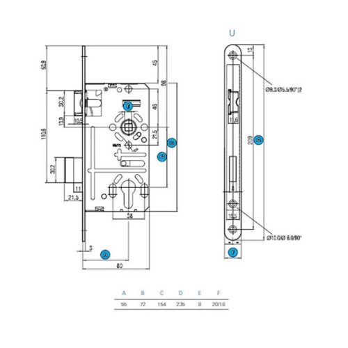 Titan 411 PZ 55 DIN zár cilinderes 55/72 HK