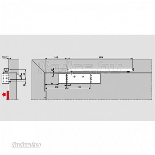 Dorma TS-92 B ajtóbehúzó test ezüst (pántoldali)