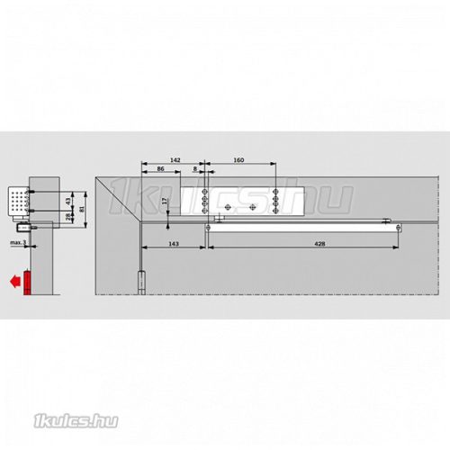 Dorma TS-92 G ajtóbehúzó test ezüst (pánt-ellenoldali)