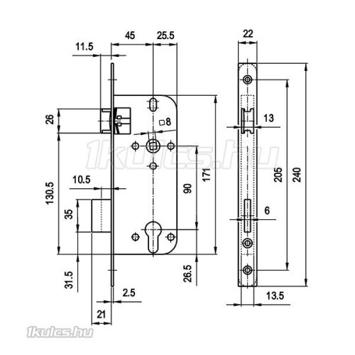 Euro Elzett 4320 ECO cilinderes bevésőzár