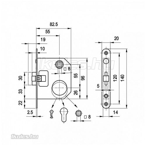 Euro Elzett 4391 kulcsos lővér zár