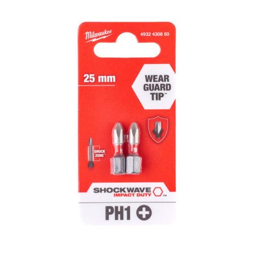 Milwaukee Shockwave bit PH1 25mm (2db)