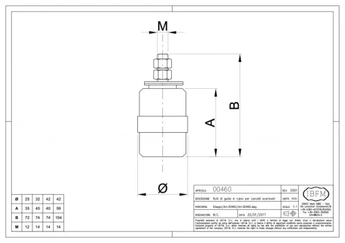 IBFM 460/25 felső vezetőgörgő 25 mm tolókapuhoz