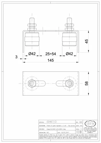 IBFM 467/2 felső görgőpár hegeszthető 42 mm