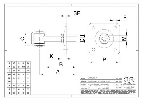 IBFM 425/VP/18 Rögzítőlemezes forgáspont 18 mm