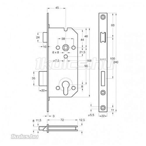 Elzett (Dormakaba) 7420 cilinderes bevésőzár