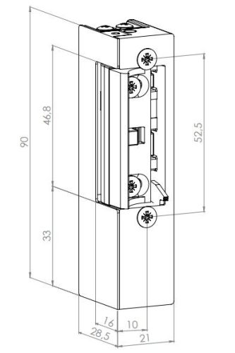 JIS 832 Elektromos zár hosszú előlappal 6/12V AC/DC A Coils