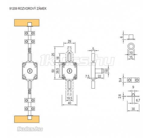 STRONG tolórudas bútorzár 1000mm (403583+403585x2)