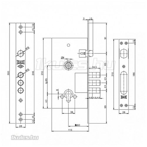 FTH Biztonsági ajtózár (főzár) 60/85