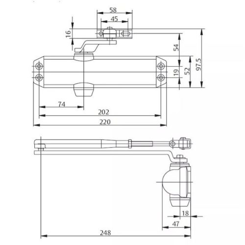 ASSA ABLOY DC120 Ajtócsukó, karral, ezüst, EN2/3/4